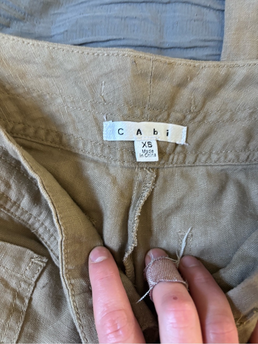 CAbi Wide Leg Linen Pants in Khaki/Tan - Picture 6 of 6